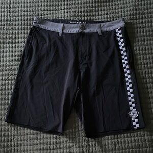 Vans Black Vanphibian Boardshorts with Checkered Stripe